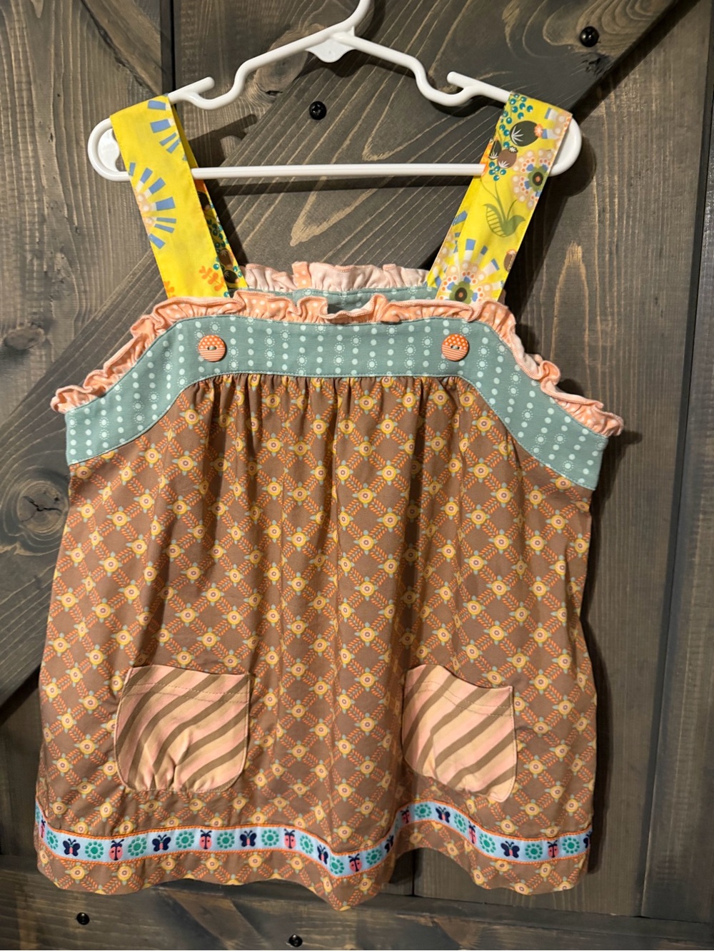 Matilda Jane Size 10 Girls Happy & Free Chocolaty Goodness Ethel Top Peach/Brown
